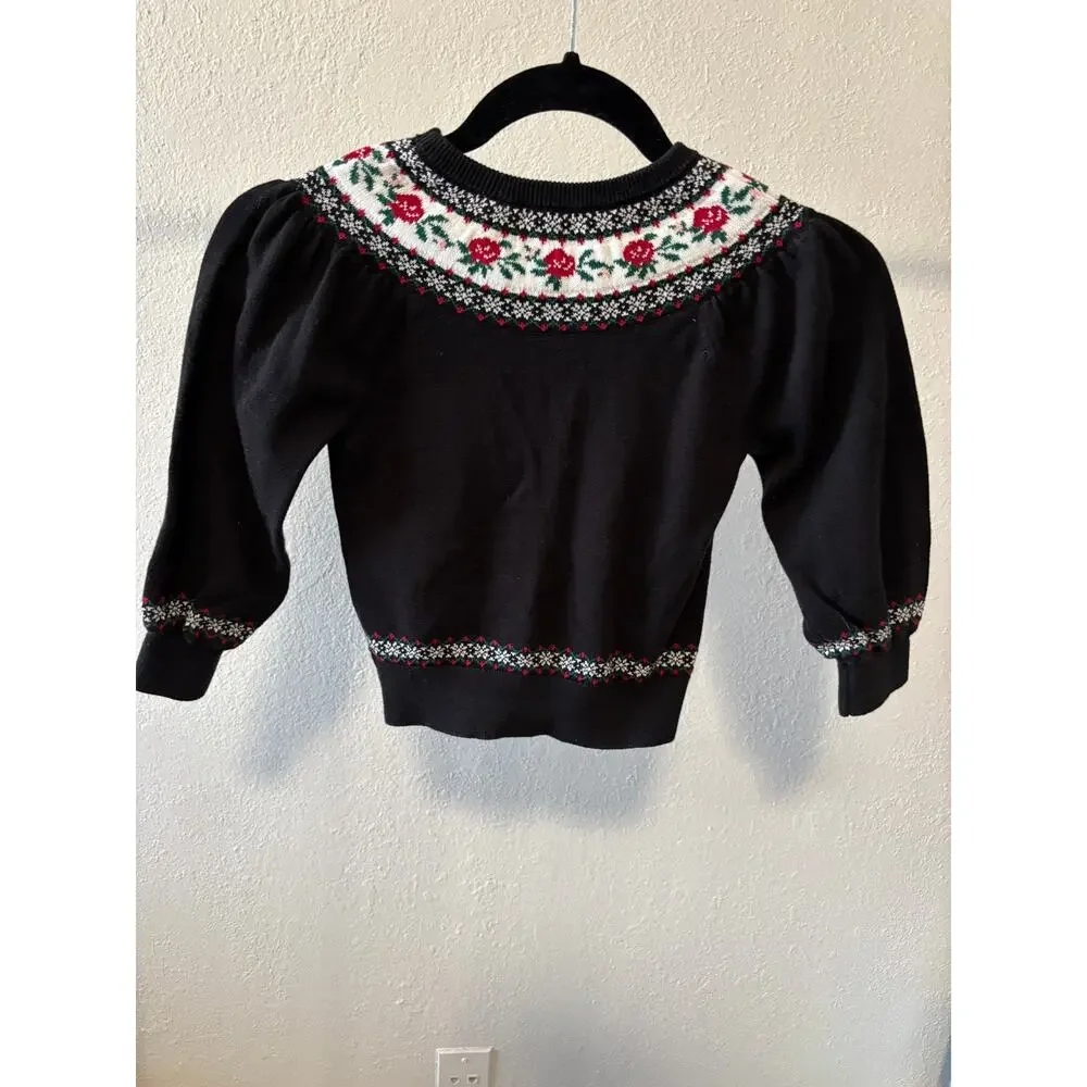 American Girl Janie & Jack Rose Fair Isle Sweater Girls Size 4